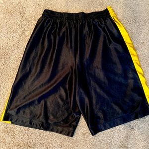 Vintage Nike Basketball Swoosh Shiny Shorts Sz L Charcoal/yellow